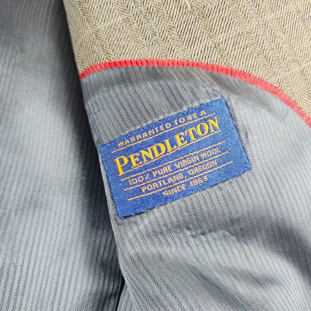 Pendleton Blazer Mens 42L Long Gray Wool Herringbone Sport Coat Jacket 2 Button